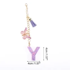 Unique Bargains Star Sequin Letter Y Butterfly Tassel Water Cup Pendant Purple 1 Pc