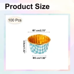 Unique Bargains Round-Grid Greaseproof Single-sided Aluminum Foil Cupcake Liners 100 Pcs