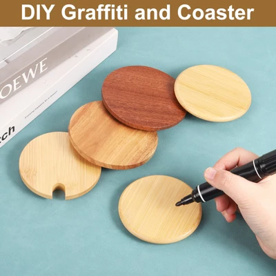 Unique Bargains Smooth Bamboo Coffee Mug Wooden Cup Lid With Spoon Hole 4 Pcs 5 Unique Bargains Smooth Bamboo Coffee Mug Wooden Cup Lid With Spoon Hole 4 Pcs - Image 3