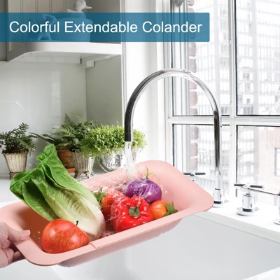 Unique Bargains Collapsible Colander Kitchen Over The Sink Drain Strainer Extendable Basket Set 7 Unique Bargains Collapsible Colander Kitchen Over The Sink Drain Strainer Extendable Basket Set - Image 5