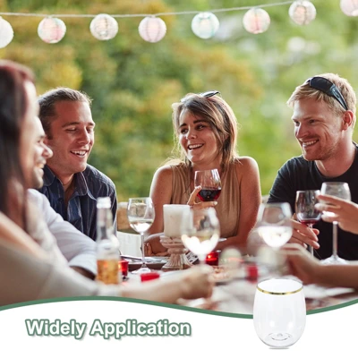 Unique Bargains PET Lightweight Stemless Gold Trim Wine Glass Drinkware 12oz 1 Pc 5 Unique Bargains PET Lightweight Stemless Gold Trim Wine Glass Drinkware 12oz 1 Pc - Image 3