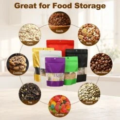 Unique Bargains Matte Metallic Aluminum Foil Zip Closure Food Storage Containers 60 Pcs -Kitchen Tools Shop GUEST e0374cee dc0f 445e b991 821991402480
