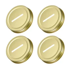 Unique Bargains Regular Mouth Tin Plate Mason Jar Coin Slot Canning Lids 4 Pcs 2.76" Gold -Kitchen Tools Shop GUEST e0df638a 0afb 4ca9 8236 5955ba992591