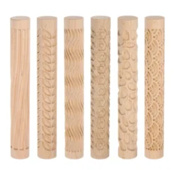 Unique Bargains Texture Carved Wood Clay Roller Pattern Modeling Brown 5.9 Inch 6 Pcs -Kitchen Tools Shop GUEST e10bb8c6 4bd1 4d57 a5af 97aae3dad660