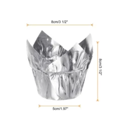 Unique Bargains Greaseproof Aluminum Foil Baking Tulip Cupcake Liners 100 Pcs
