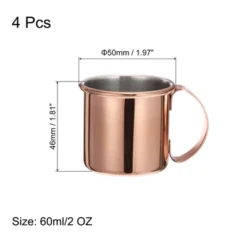 Unique Bargains 304 Stainless Steel Hammered Cocktail Drinking Mugs Rose Gold 2oz 4 Pcs