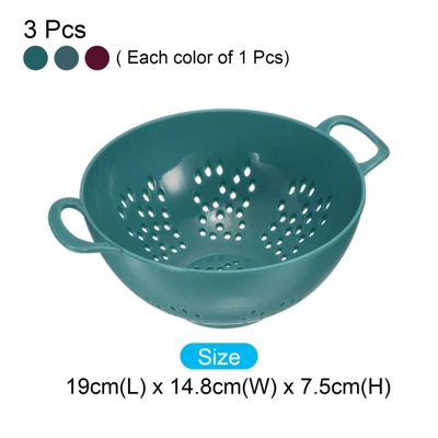 Unique Bargains Plastic Food Fruit Rice Washing Bowl Deep Colander With Double Handles 3 Pcs 3 Unique Bargains Plastic Food Fruit Rice Washing Bowl Deep Colander With Double Handles 3 Pcs