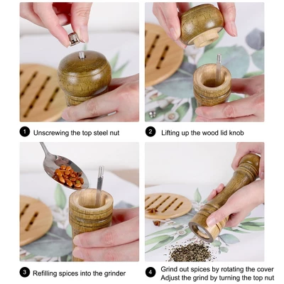Unique Bargains Wooden Home Kitchen Hand Crank Twist Salt Spice Container Mill Grinder Shaker Bronze Tone 6 Unique Bargains Wooden Home Kitchen Hand Crank Twist Salt Spice Container Mill Grinder Shaker Bronze Tone - Image 4
