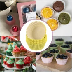 Unique Bargains Greaseproof Disposable Standard Size Cake Cookie Baking Cups 100 Pcs Yellow -Kitchen Tools Shop GUEST e64cc69f 3517 41d1 a668 1a23992e1b33