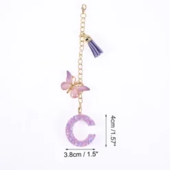 Unique Bargains Star Sequin Letter C Butterfly Tassel Water Cup Pendant Purple 1 Pc