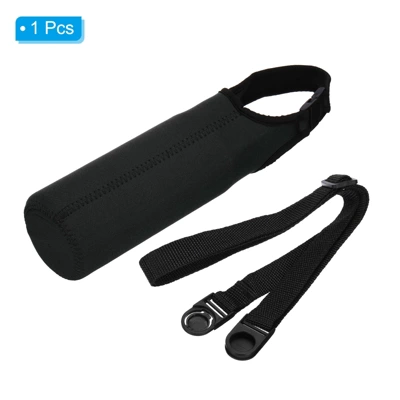 Unique Bargains Neoprene Insulated Removable Adjustable Shoulder Straps Water Bottle Sling Bag 2.64"x7.28" Black 4 Unique Bargains Neoprene Insulated Removable Adjustable Shoulder Straps Water Bottle Sling Bag 2.64"x7.28" Black - Image 2