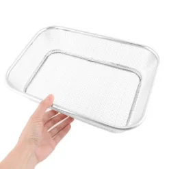Unique Bargains Stainless Steel Hollow Out Rectangular Fruit Colanders Silver Tone 11.4 X 8.5 X 2.6 Inch 1 Pc -Kitchen Tools Shop GUEST e9666a7e 8ada 4693 8b58 651dae3b91f6