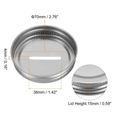 Unique Bargains Regular Mouth Tin Plate Mason Jar Coin Slot Canning Lids 4 Pcs 2.76" Silver 3 Unique Bargains Regular Mouth Tin Plate Mason Jar Coin Slot Canning Lids 4 Pcs 2.76" Silver