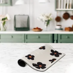 Unique Bargains Flower Dish Drying Mat Beige Black 19.69"x15.75" 1 Pc -Kitchen Tools Shop GUEST ebdffb9e a392 478d 8089 49baf2042b4b