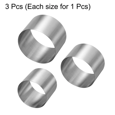 Unique Bargains Stainless Steel Seamless Nonstick Mirror Coating Round Cake Ring 3 Pcs 4 Unique Bargains Stainless Steel Seamless Nonstick Mirror Coating Round Cake Ring 3 Pcs - Image 2