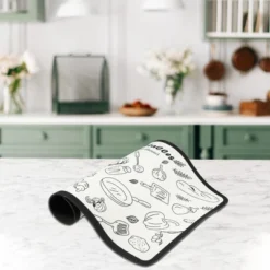 Unique Bargains Dish Drying Mat White Black 15.75"x11.81" -Kitchen Tools Shop GUEST eedfe88c 87b3 449e aa8f 54d37424f156