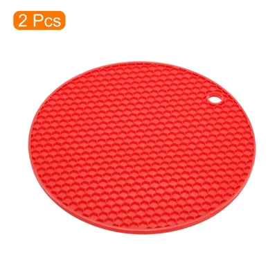 Unique Bargains Heat Resistant Non-slip Flexible Durable Trivet Mat 7.08" X 7.08" X 0.24" Red 2 Pcs 4 Unique Bargains Heat Resistant Non-slip Flexible Durable Trivet Mat 7.08" X 7.08" X 0.24" Red 2 Pcs - Image 2