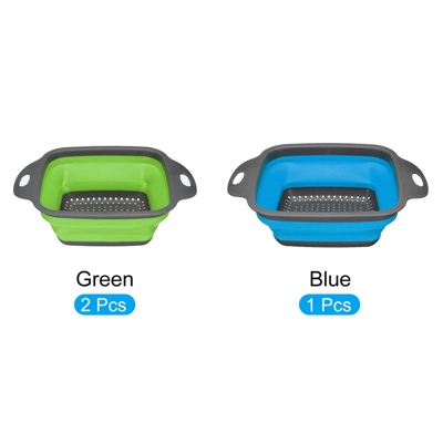 Unique Bargains Collapsible Colander Set Silicone Square Foldable Strainer Basket 3 Unique Bargains Collapsible Colander Set Silicone Square Foldable Strainer Basket