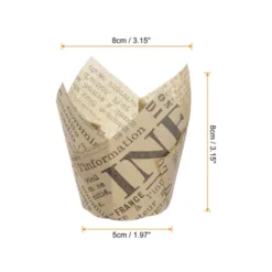 Unique Bargains Greaseproof Paper Desserts Muffins Liners Tulip Baking Cups 50 Pcs 1.97" X 3.15"