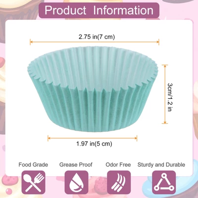 Unique Bargains Greaseproof Disposable Standard Size Cake Cookie Baking Cups 100 Pcs Light Blue 3 Unique Bargains Greaseproof Disposable Standard Size Cake Cookie Baking Cups 100 Pcs Light Blue