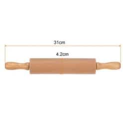 Unique Bargains Silicone Non-Stick Wooden Handle Kitchen Reusable Rolling Pin 2 Pcs