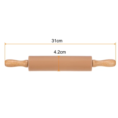 Unique Bargains Silicone Non-Stick Wooden Handle Kitchen Reusable Rolling Pin 2 Pcs 3 Unique Bargains Silicone Non-Stick Wooden Handle Kitchen Reusable Rolling Pin 2 Pcs