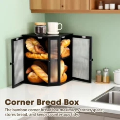 Unique Bargains Bamboo Acrylic Wavy Double Door Panel Large Corner Bread Container Black 10 Unique Bargains Bamboo Acrylic Wavy Double Door Panel Large Corner Bread Container Black -Kitchen Tools Shop GUEST f3c21763 51c3 4353 b742 e77e8a714fed