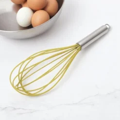 Unique Bargains 12" 6-Wire Whisk Hand Wash Stainless Steel Silicone Silver Tone Yellow -Kitchen Tools Shop GUEST f9684813 ebc1 43fc a50f 771e0d2cc4ab
