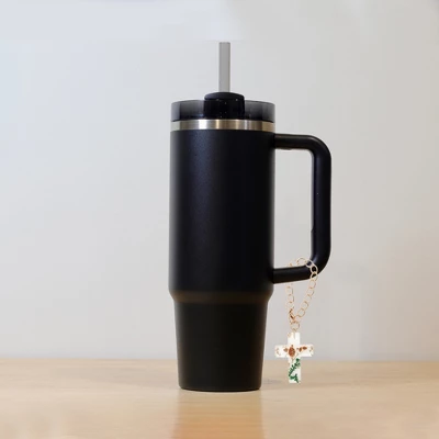 Unique Bargains Dried Flower Cross Water Cup Pendant Orange 1 Pc 4 Unique Bargains Dried Flower Cross Water Cup Pendant Orange 1 Pc - Image 2