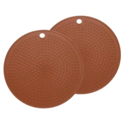 Unique Bargains Round Heat Resistant Silicone Trivet Mat With Hang Hole For Pots 2 Pcs -Kitchen Tools Shop GUEST fa815d66 772b 459e b920 126a77a8f6ed