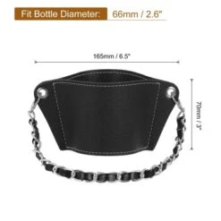 Unique Bargains PU Leather Portable Detachable Strap Water Bottle Carrier Holder 6.5 X 2.7"