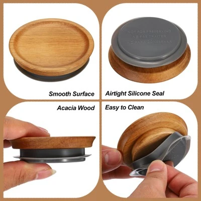 Unique Bargains Wooden Wide Mouth Mason Jar Lids With Airtight Silicone Seal 24 Pcs 4 Unique Bargains Wooden Wide Mouth Mason Jar Lids With Airtight Silicone Seal 24 Pcs - Image 2