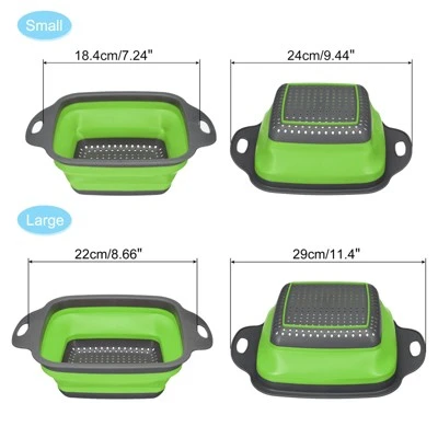 Unique Bargains Collapsible Colander Set Square Foldable Food Strainer With Handle Space Saving Design 6 Unique Bargains Collapsible Colander Set Square Foldable Food Strainer With Handle Space Saving Design - Image 4
